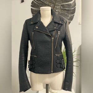Free People Vegan Faux Leather Moto Jacket Black